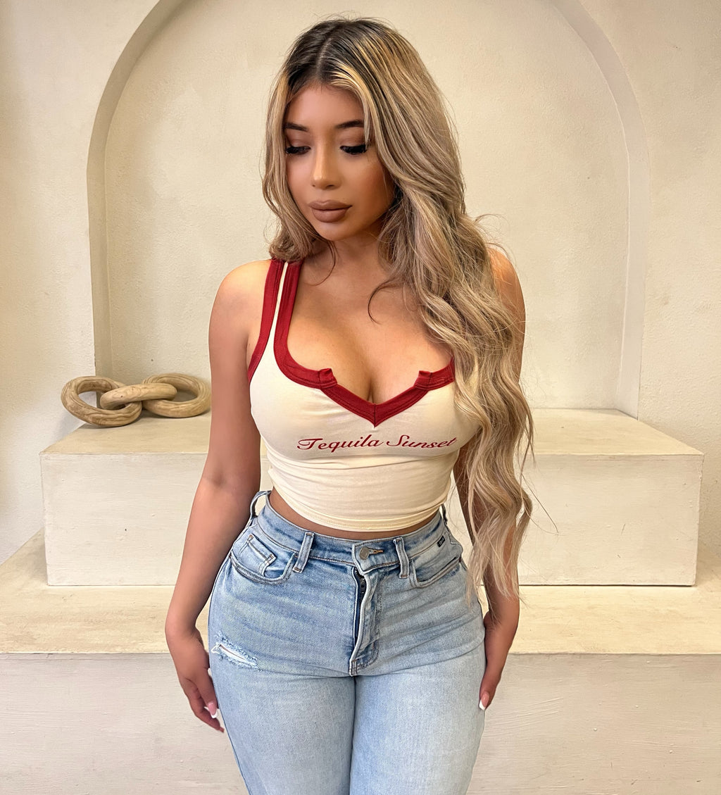 Tequila Sunset Tank Top(Cream)