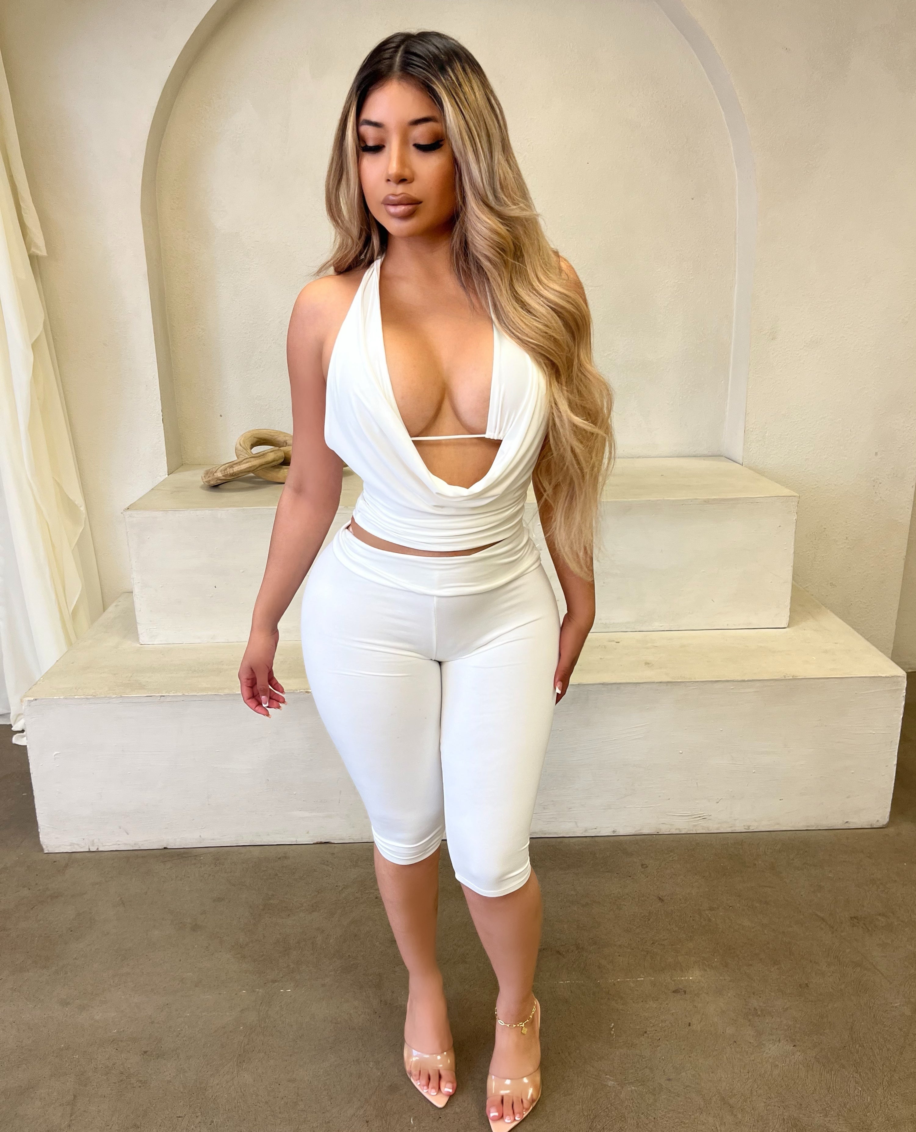 Becca Cowl Neck Top(Off White)