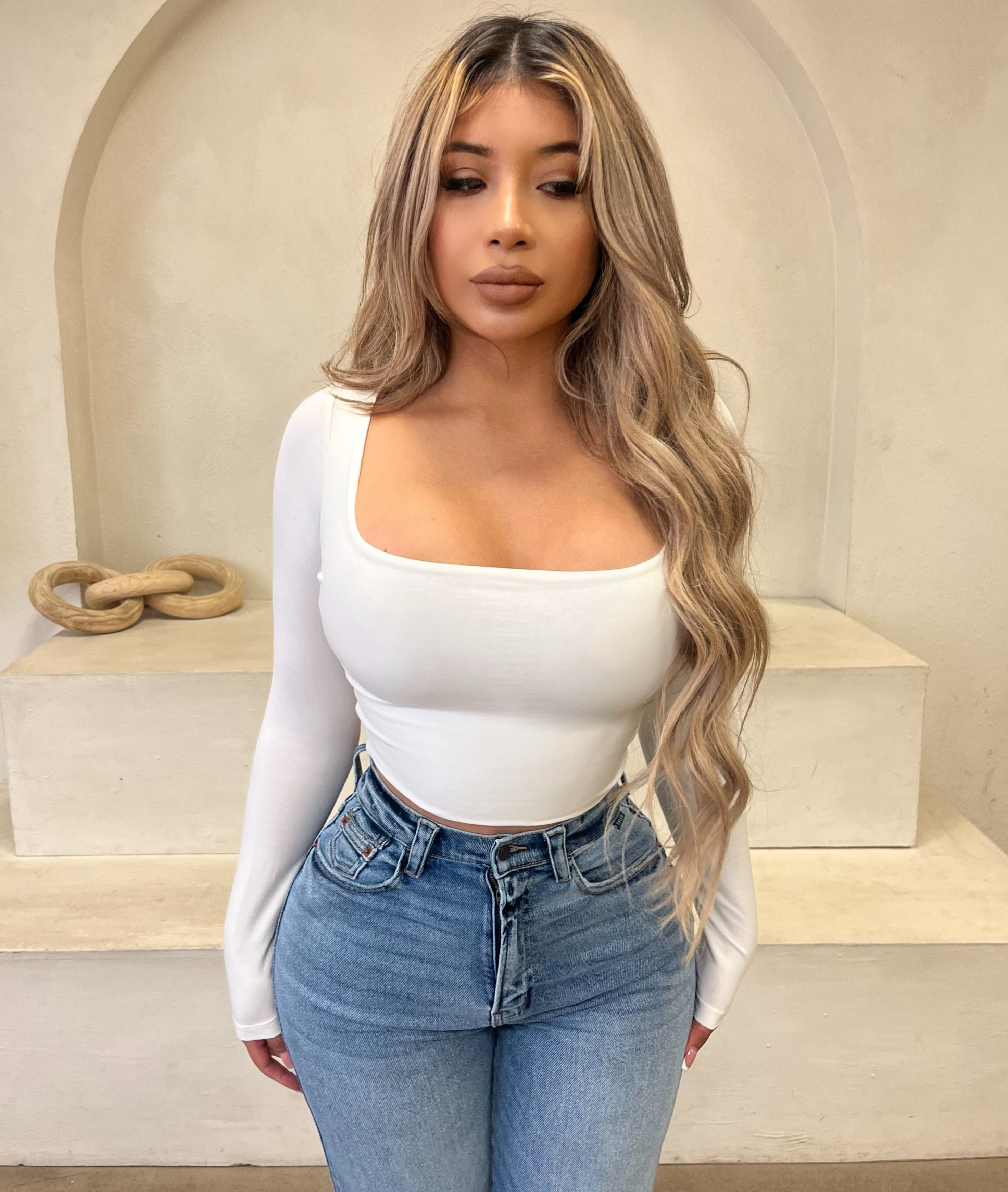 Nat Long Sleeve Top(White)